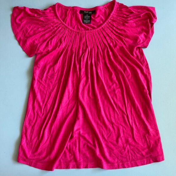Style & Co. Pleated Flutter Sleeve Blouse Pink - S - Picture 5 of 11